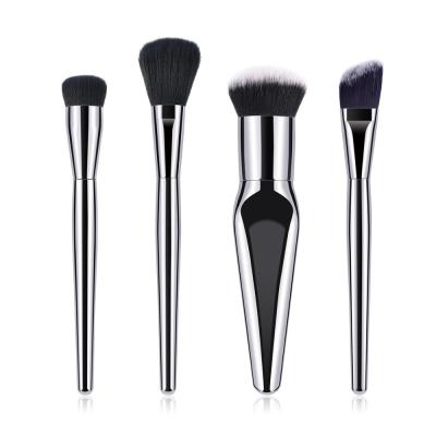 China Angular Blush 4pcs Private Label Black Vegan Cosmetic Brush Set for sale