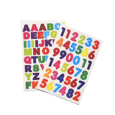 China Waterproof English Children's Color Number Sticker Self-adhesive Label Letter Number Sticker Label for sale