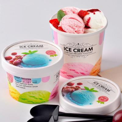 China Disposable Food Grade Recycled 100ml 150ml 500ml Disposable Ice Cream Paper Cup Custom Printed 3oz 5oz 8oz Ice Cream Paper Cups With Lid for sale