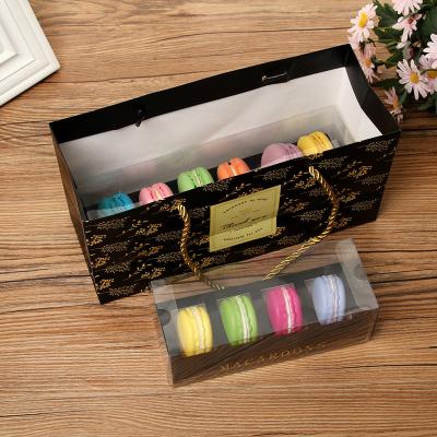 China Luxury Black Soft Cookie Packing Box Macaron Cookie Food Gift Macaron Paper Box Customized Food Packaging for sale