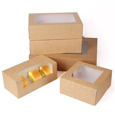 China Wholesale Cheap Disposable Collapsible Recycled Square Food Wrapping Paper Gift OEM Custom Logo Printing With PVC Window Paper Box for sale