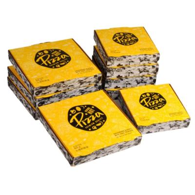 China Disposable Cheap Recycled Yellow Pizza Paper Box Kraft Paper Pizza Packing Box for sale