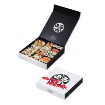 China Recyclable Black Matte Cardboard Food Delivery Custom Collapsible Sushi Box for sale