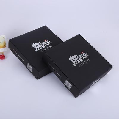 China Disposable Customize Rigid Flat Folding Black Paper Sushi Boxes for sale