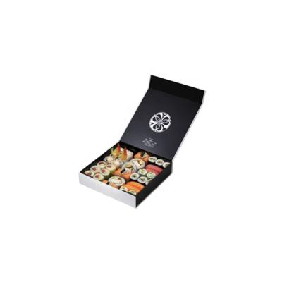 China Disposable Customize Rigid Flat Folding Black Paper Sushi Store Boxes for sale