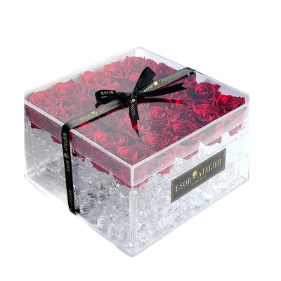 China Wholesale wedding flower box low price luxury acrylic box high quality acrylic flower box custom logo and size for sale