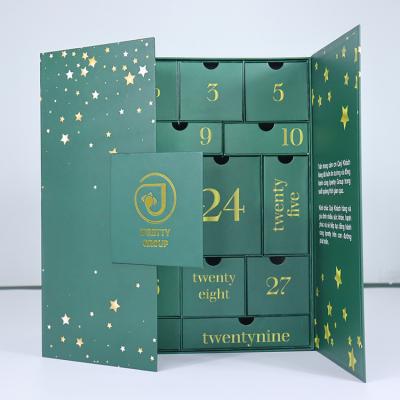 China Handmade Luxury Glitter Advent Calendar Cardboard Box For Beautiful Cosmetic Gift Boxes for sale