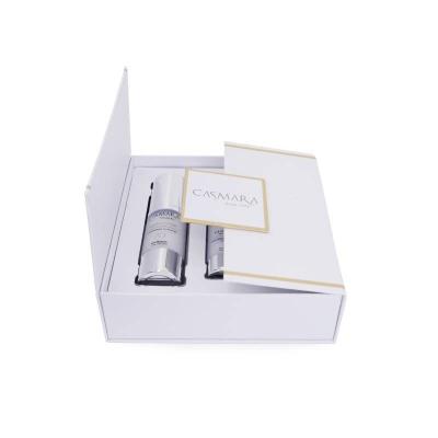 China Recycled Materials Double Door Makeup Open Cosmetic Skin Care Cream Packaging Set Box With Foam Inlay for sale