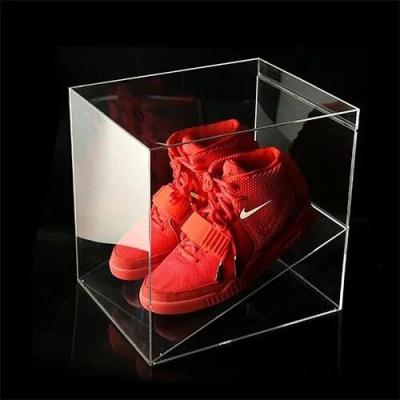 China Colorful Clear Transparent Drawer Display Square Acrylic Shoes Box Custom Size And Logo Gold Foil for sale