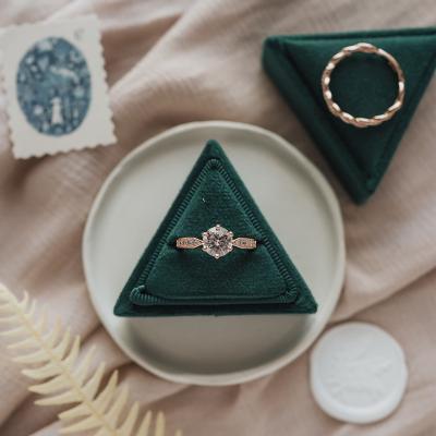 China Wholesale Ring Box Jewelery Packaging Triangle Ring Gift Box Luxury Velvet Ring Box Custom Logo for sale