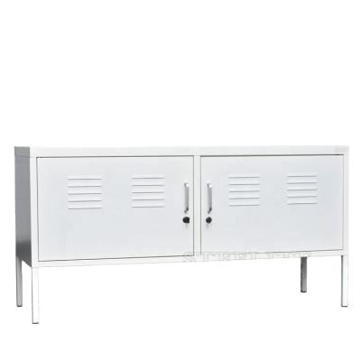 China Knocked Down Living Room TV Cabinets Metal TV Stand Storage White Steel Sideboard Design for sale