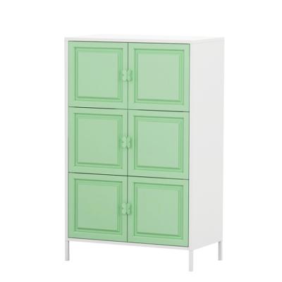 China Modern Cheap Colorful Plastic 6 Door Kids Showcase Cabinet Blue Pink for sale