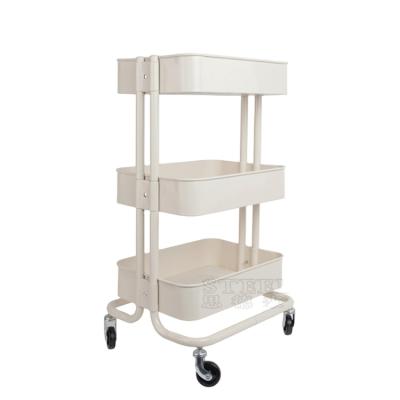 China 3 Shelf Design Storage Universal Bedroom Trolley Caddy Universal Metal Layers for sale