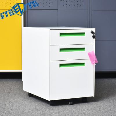 China Modern Steel Office Furniture 3 Drawer Mobile File Cabinet Mobile Pedestal Cabinet for sale