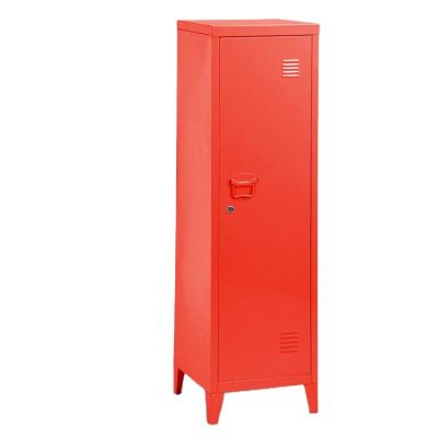 China Dismantled durable metal portable wardrobe with single door / white red door girls fashionable closet for small room for sale