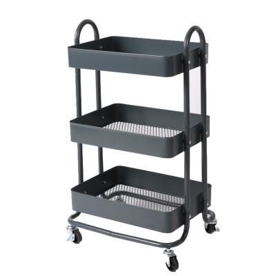 China Sustainable 3 Tier Metal Storage Cart With Wheels for sale