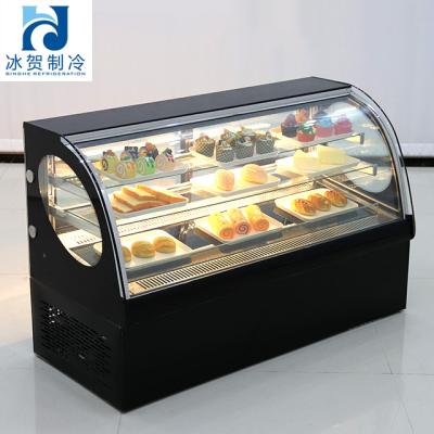 China Good Quality Single-temperature Commercial Curved Glass Cover Refrigerated Cake Showcase Chocolate Display Case for sale