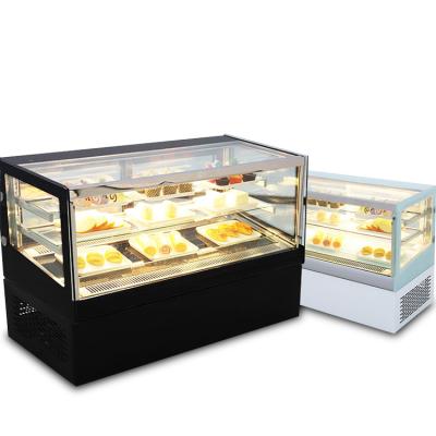 China Drinks Cooling Modern Design Coffee Cake Glass Display Cabinet Right Angle Showcase Finishing Spruce Fridge for sale