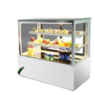 China Single-temperature table top right angle supermarket fruit cake display showcase cake display refrigerator vegetable cake stand for sale