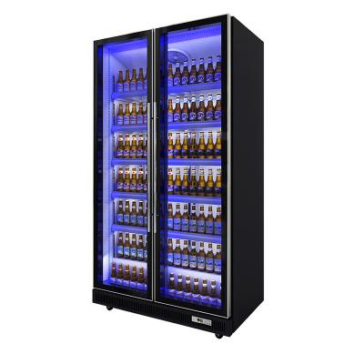 China Beer Single-Temperature Single-Temperature Cooler Supermarket Beverage Freezer Two Door Refrigerator Commercial CE Certification Style for sale