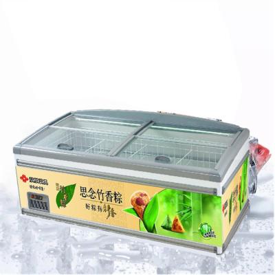 China Single-temperature Custom Commerical Glass Door Display Showcase Island Freezer for sale