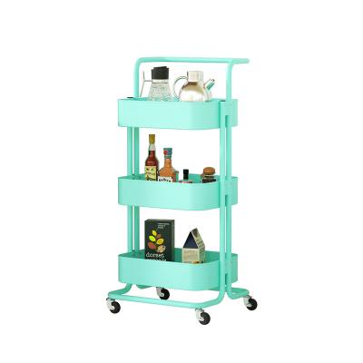 China Mobile Rolling Storage Trolley Three Tier Trolley Small Rolling Cart 3 Drawers Rolling Food Cart for sale