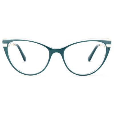 China Fashionable Female Stylish Stylish Full Rim TR90 Spring Hinged Optical Frame Eyeglasses Dark Green Color for sale