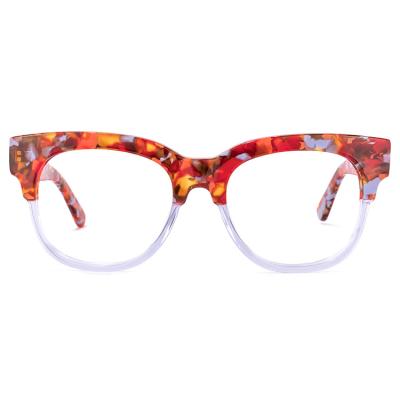 China Fashionable Top Designer Brand Round Pink Purple Floral Cute Acetate Frames Glass Bona Optical Eyewear for sale