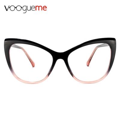 China Fashionable Voogueme 2021 Various Color Men Women Cheap Wholesale TR90 Cateye Glasses Optical Glasses for sale