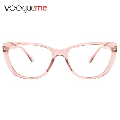 China Voogueme Trendy Stylish TR90 Glasses Frames Transparent Elegant Women Spring Hinge Glass Eyewear for sale