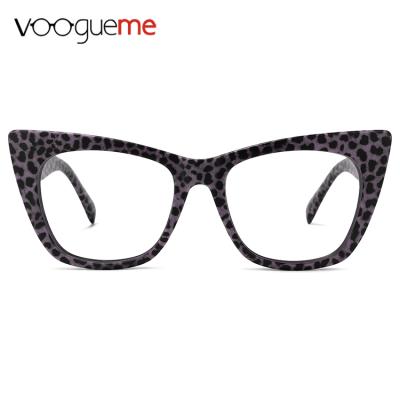 China Trendy Voogueme Cat Eye Glasses TR90 Frames 2021 Fashion Women Eyewear Leopard Optical Glasses for sale