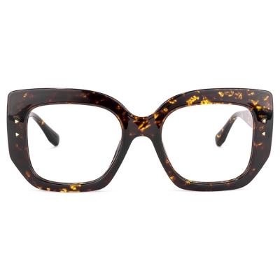 China Rectangle Fashionable Acetate Optical Glasses Frames Customized OEM Tortoise Black Fancy Eyeglasses Frames for sale