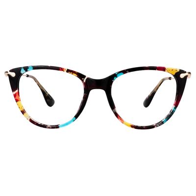 China Top Selling Trendy Fashionable Ultralight Flexible Women Cat Eye Floral Eye Glasses Eyewear Tr90 Optical for sale