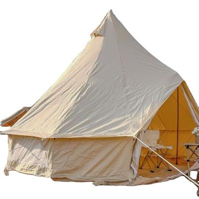 China Straight Tie Type Newly Arrival Luxury Family 3m Cotton Canvas Yurt Outdoor Bell Tent For Camping for sale