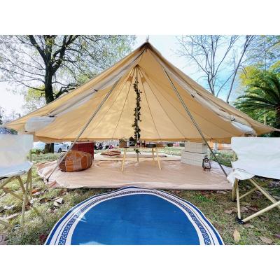 China New Design Cotton Canvas Camping Outdoor Luxury Bell Tent Large 4m Straight Tying Type for sale