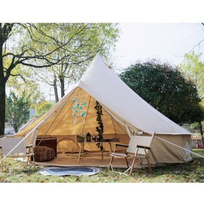 China Amazon 4m cotton canvas beige hot-selling luxury high quality luxury beige bell tent straight tie type for camping for sale