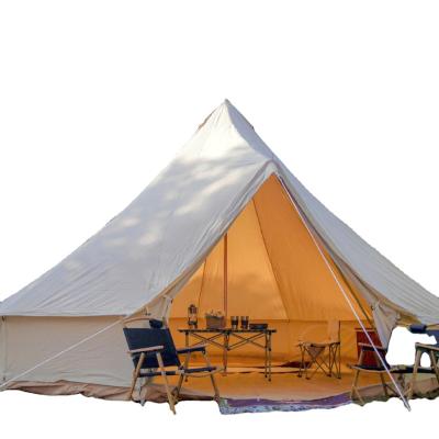 China Wholesale 5m Cotton Canvas Style Straight Tying Type Camping Bell Tent for sale