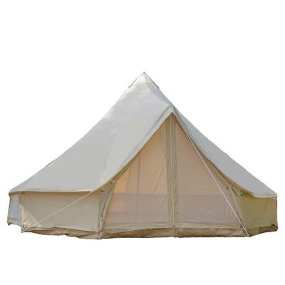 China Straight Tying Type One Bedroom 5m Cotton Canvas Luxury Camping Bell Tent for sale