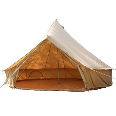 China Straight Tying Type Cotton Canvas Outdoor Camping Bell Tent Family 3m 4m 5m 6m for sale