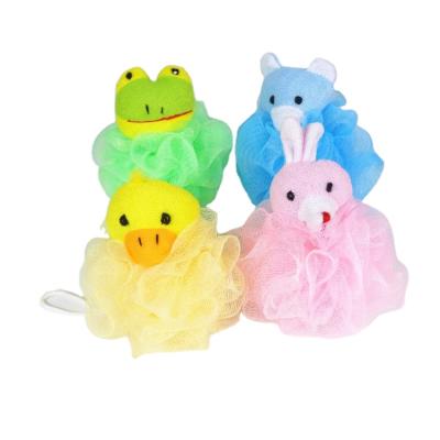 China Colorful Animal Mesh Balls Shower Mesh Bath Sponge Colorful Cartoon Body Scrubber Bath Toy Style Bath Sponge For Kids Adults for sale