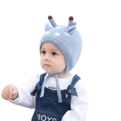 China Keep Warm Private Label Wholesale Custom 100% Cotton Knitted Double Pom Pom Baby Beanie Toddler Children Winter Hats With Fur Pompom for sale