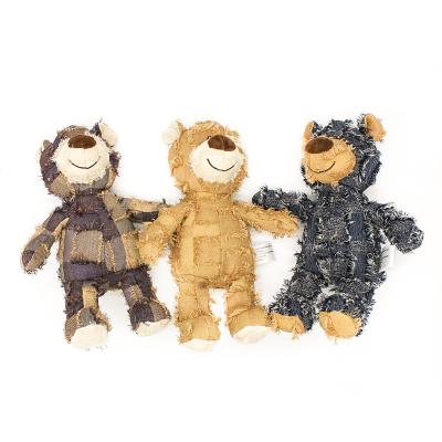 China New Viable Plush Squeaky Bite Resistant Bear Action Number Pet Toy Beggar Style Dog Chewing Toy for sale