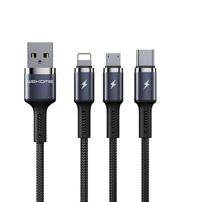 China Fast charging speed wk. 1m Nylon Braided 3A Usb Data Cable Fast Charging Cable For iPhone Android for sale