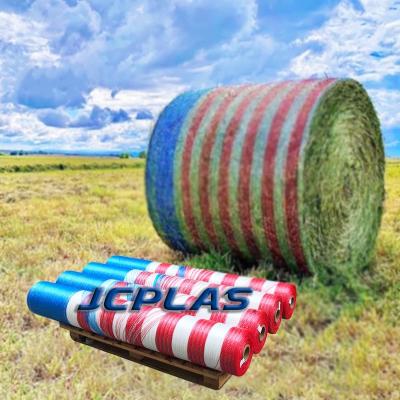 China Corn/Straw Packing Red Hot White And Blue Color Tour Bale Net Wrap For Customized Request Used For Cultivating Packing for sale