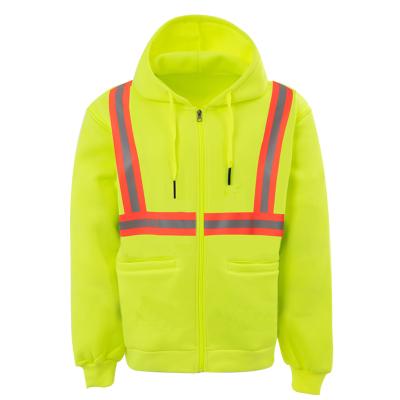 China New Design Custom Made Good Quality Hi Strength Embroidery Safety Reflective Hoodie for sale