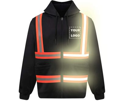 China New Design OEM Pavement Service Custom Fleece Safety Embroidery Stitchwork Reflective Hoodie for sale