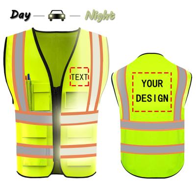 China Custom Surveyor Vest Color Safety Invest Cheap Design Flashing Airport Road Custom Logo Safety Vest Yellow for sale