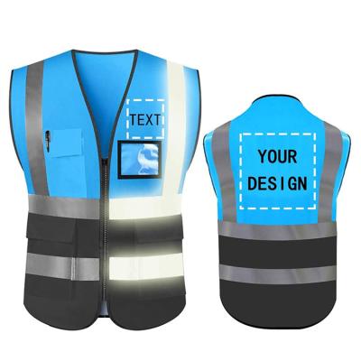 China Wholesale Custom Hi Vis Reflective Safety Vest Blue Color Visibility Vest Bicycle Safety Outdoor Work Vest for sale