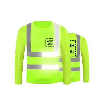 China Custom Made Unisex High Visibility Reflective Safety Shirts Long Sleeve With Reflective Markings for sale