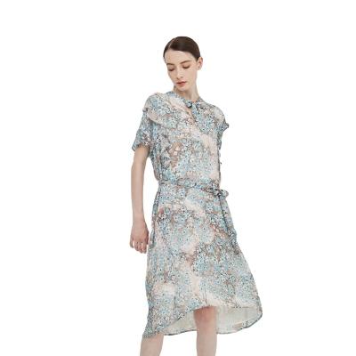 China Anti-Static High Quality Digital Printing Backing Collar 100%viscose With Self Belt Woven Tie And Dresses for sale